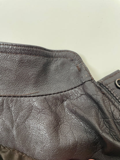 Vintage 80s hard leather brown bomber jacket