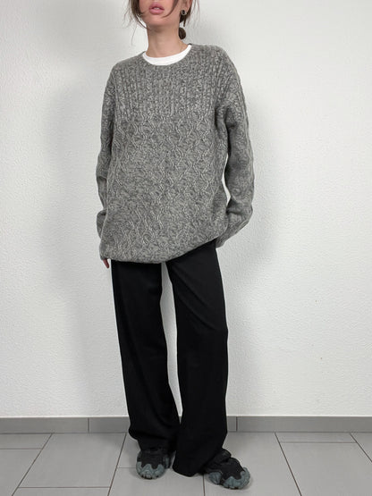 Grey cable-knit sweater by AW85.
