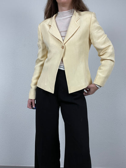 Vintage butter yellow Marella linen blend blazer