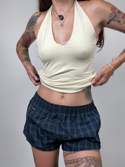 Y2K Navy Plaid Nylon Shorts