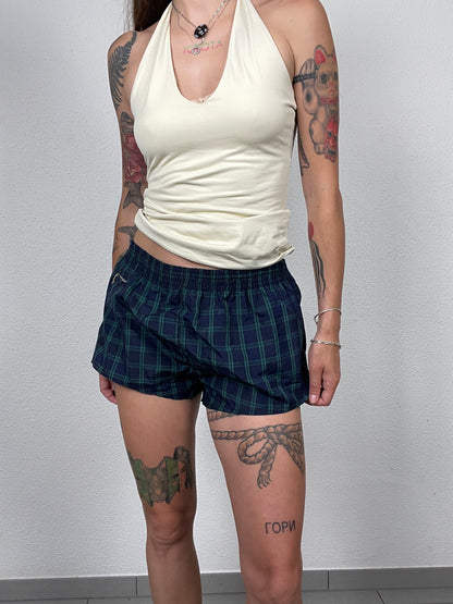 Y2K Navy Plaid Nylon Shorts