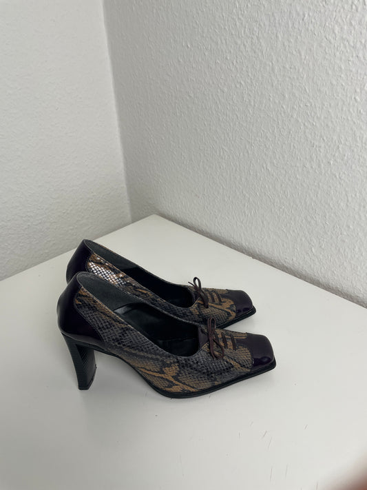 Vintage 90s Two-Tone Snake Print Heels