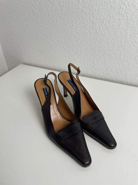 Vintage Y2K Ralph Lauren Brown Slingback Heels