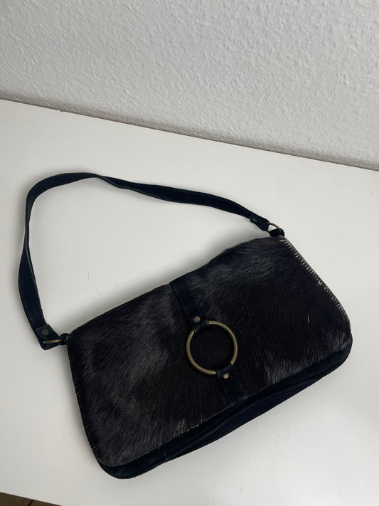 Vintage Black Haircalf Shoulder Bag
