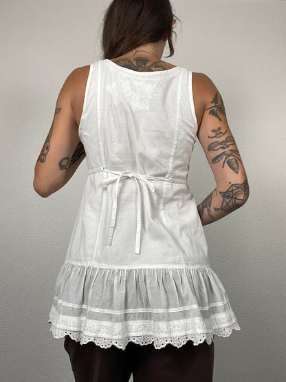 Vintage White Broderie Anglaise Cotton Tunic Top