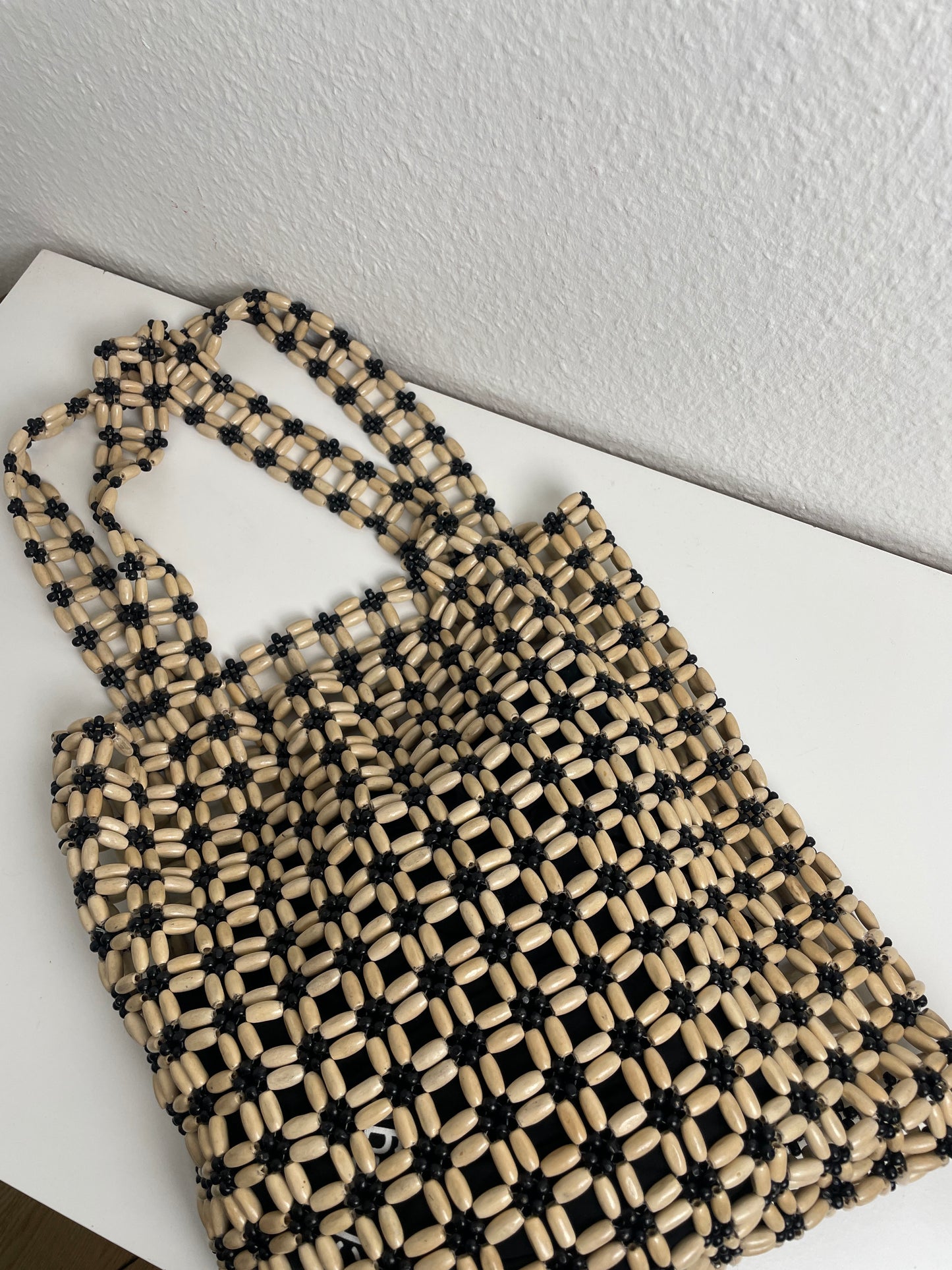 Vintage Wooden Bead Shoulder Bag