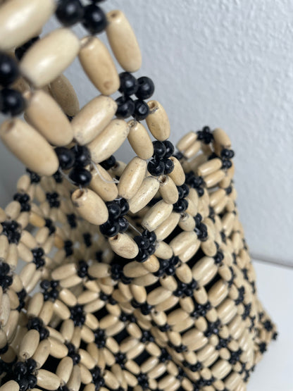 Vintage Wooden Bead Shoulder Bag