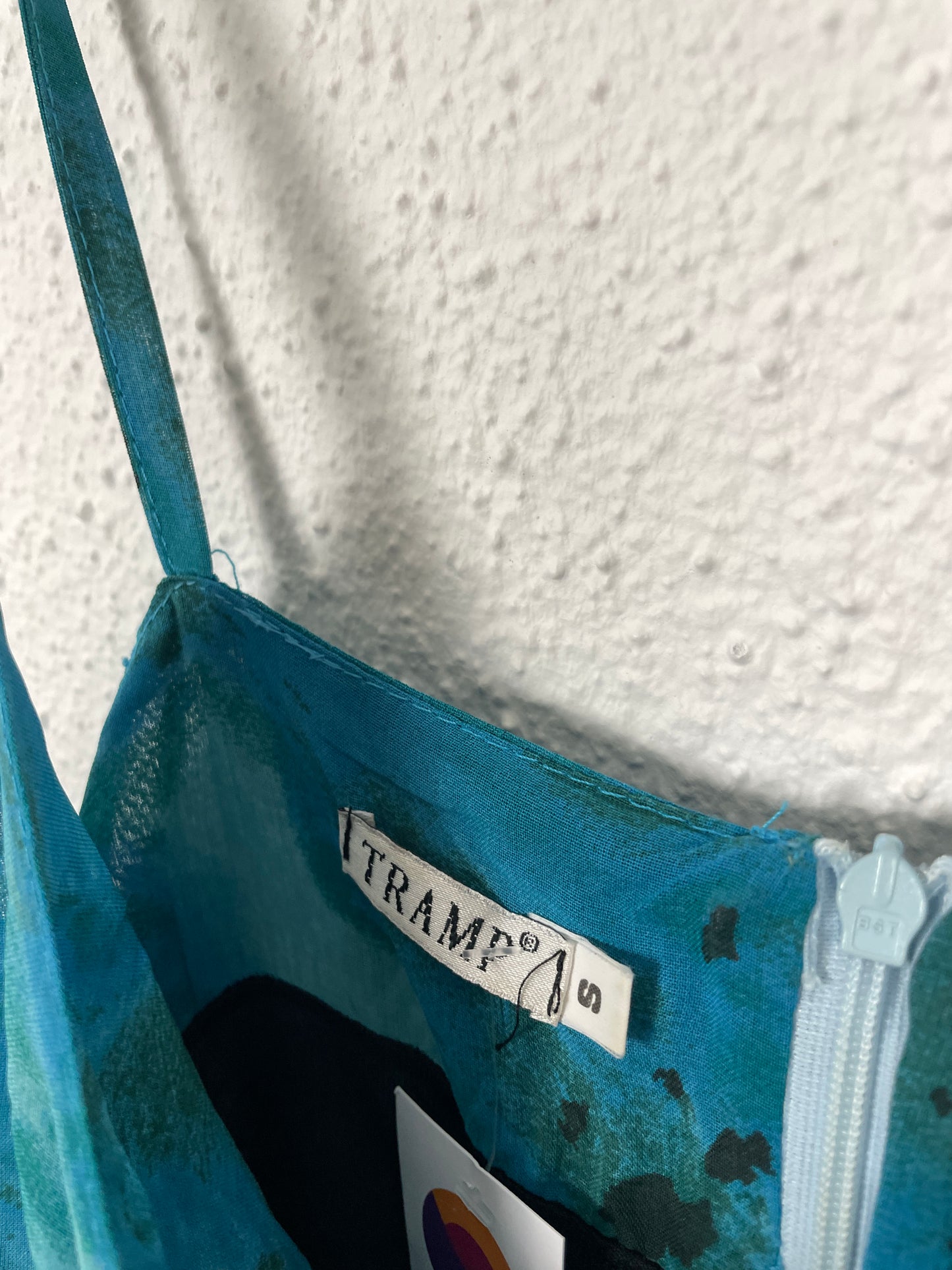 Late 90s / Y2K Teal Blue Printed Slip Dress