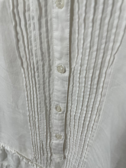 White Ramie Pintuck Dress
