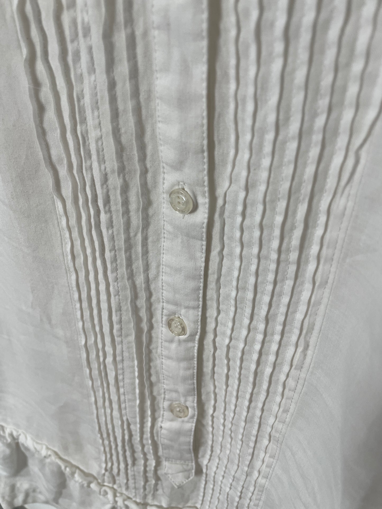 White Ramie Pintuck Dress