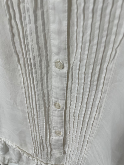 White Ramie Pintuck Dress
