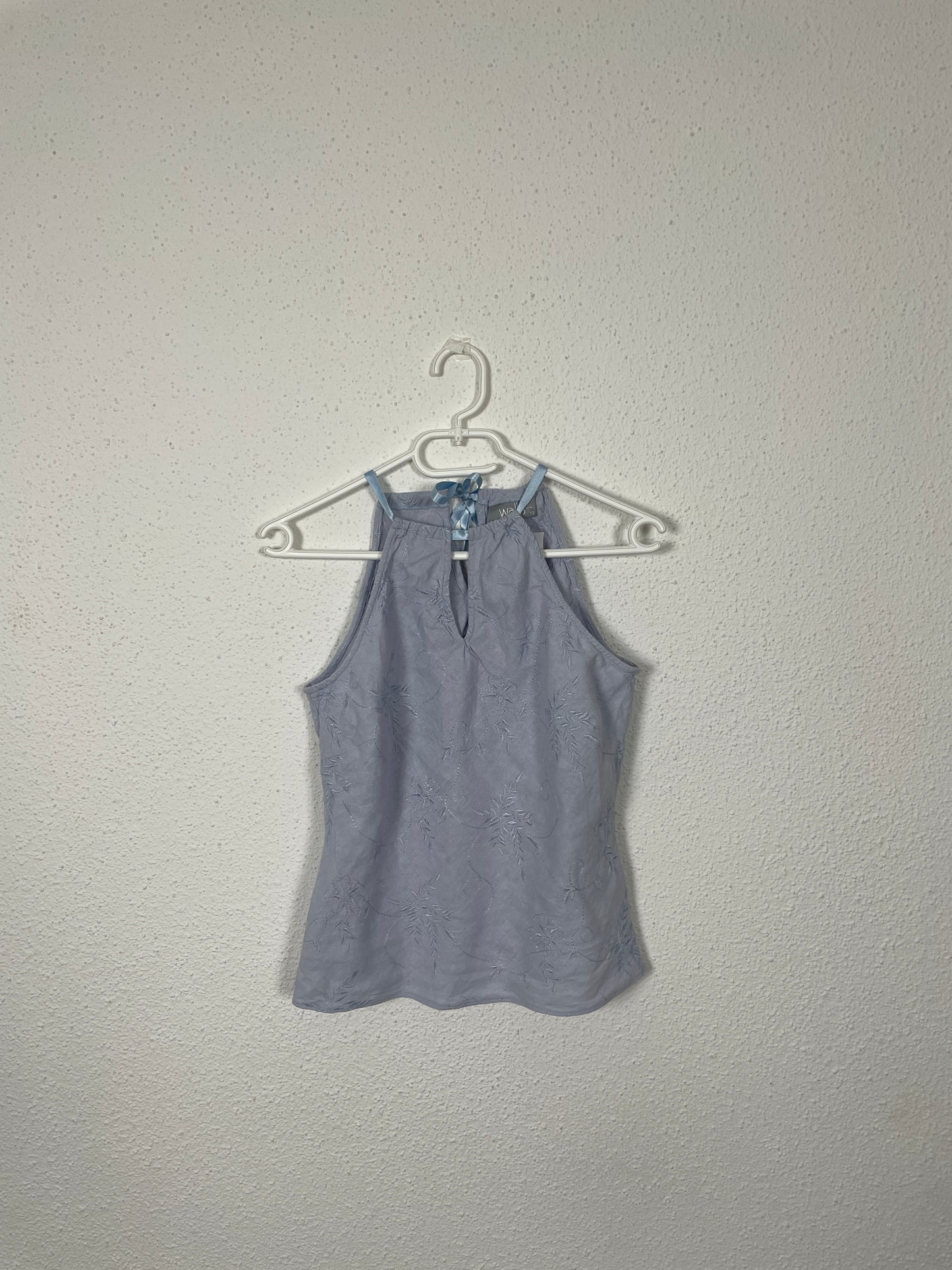 Y2K Pale Blue Embroidered Halter Top
