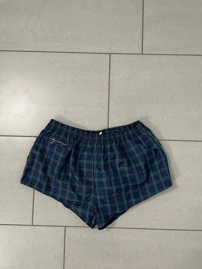 Y2K Navy Plaid Nylon Shorts