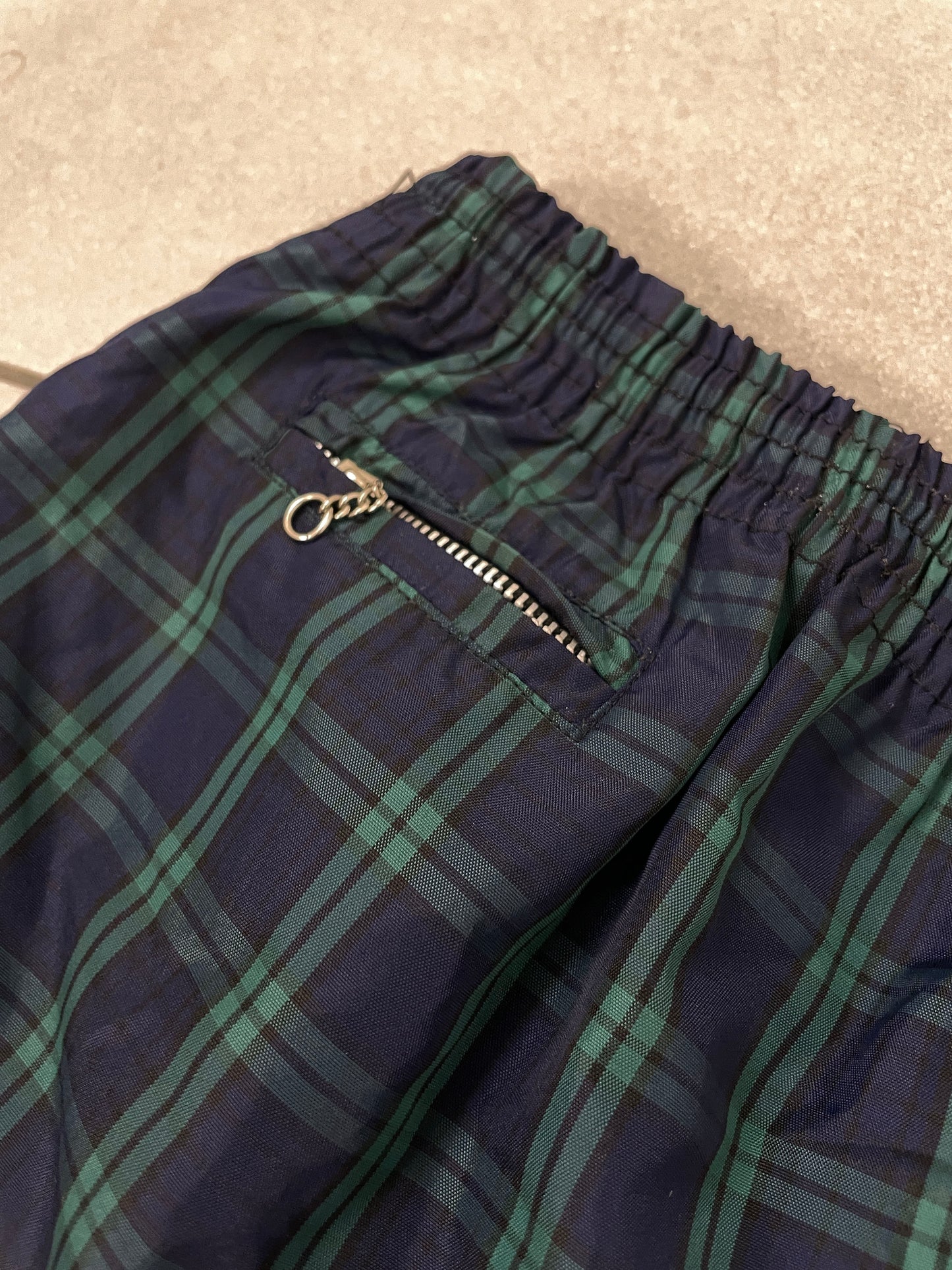Y2K Navy Plaid Nylon Shorts