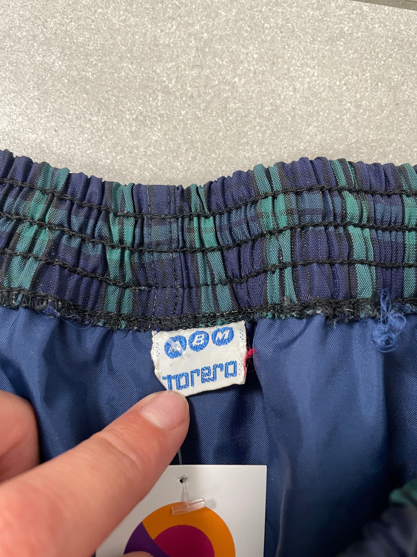 Y2K Navy Plaid Nylon Shorts