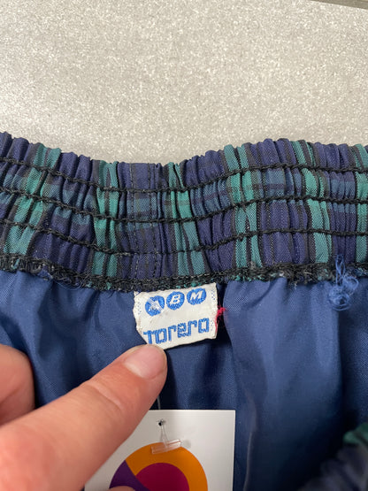 Y2K Navy Plaid Nylon Shorts