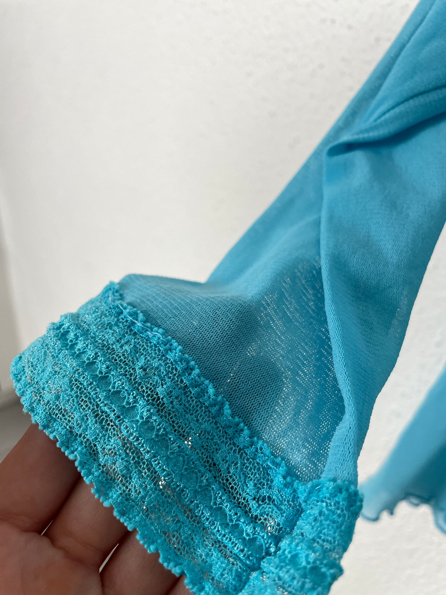 Y2K Sheer Aqua Button-Up Top