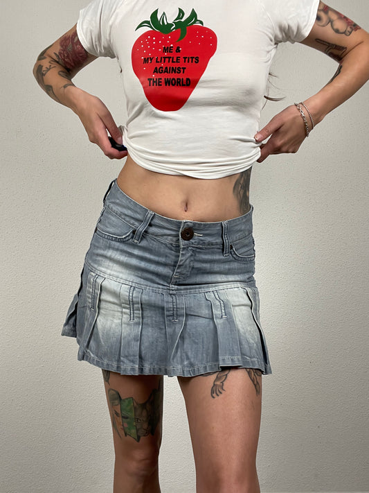 Pepe Jeans Pleated Denim Mini Skirt