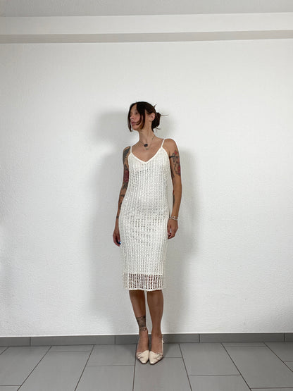 Y2K Cream Crochet Slip Dress