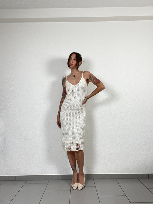 Y2K Cream Crochet Slip Dress