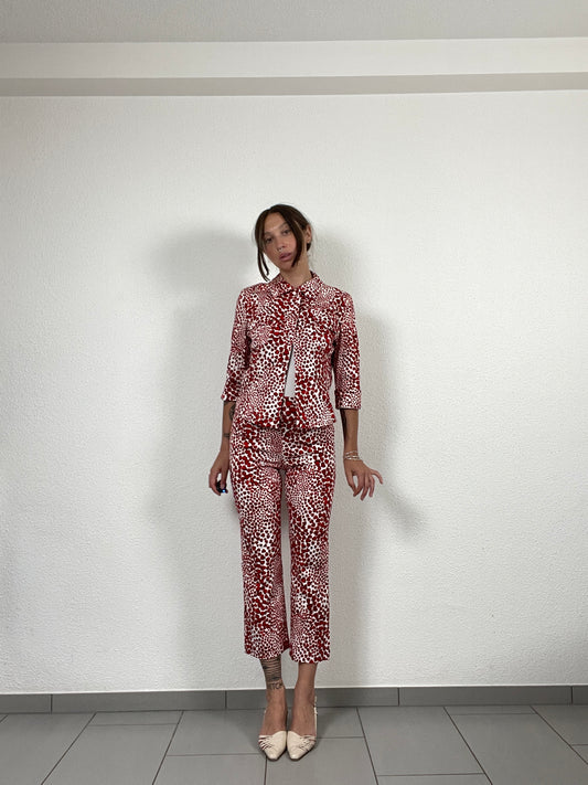 Y2K Rosner Red Heart Print Two-Piece Set