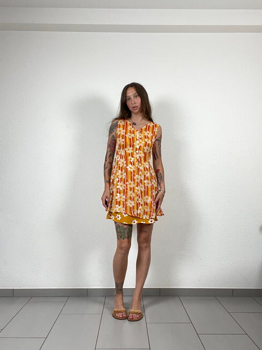 Y2K Orange Floral Mini Dress