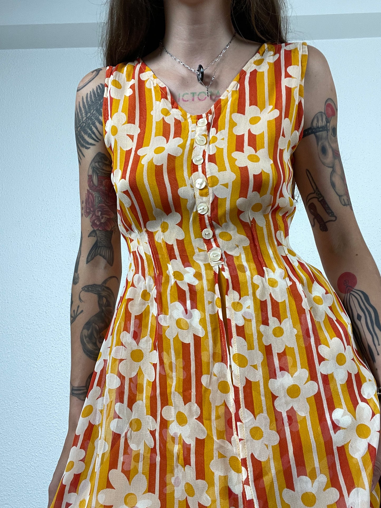 Y2K Orange Floral Mini Dress