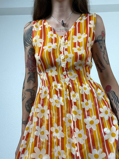 Y2K Orange Floral Mini Dress