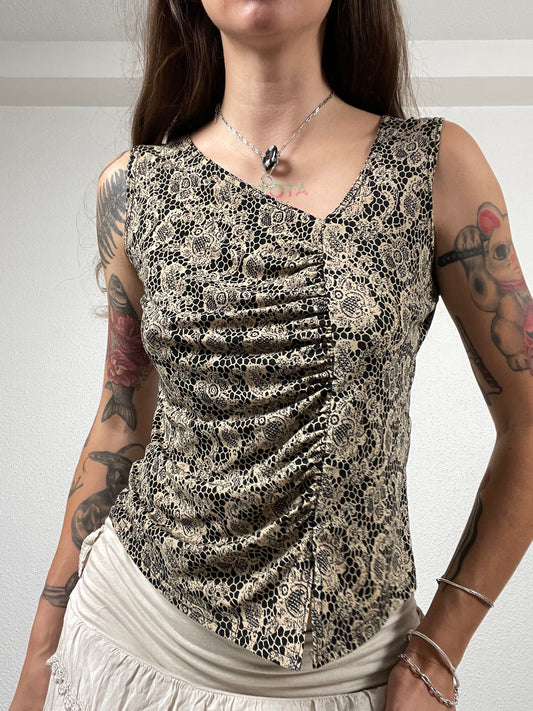 Vintage Y2K Lace Print Top