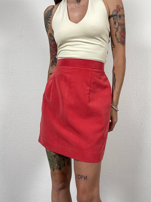 90s High-Waisted Red Mini Skirt