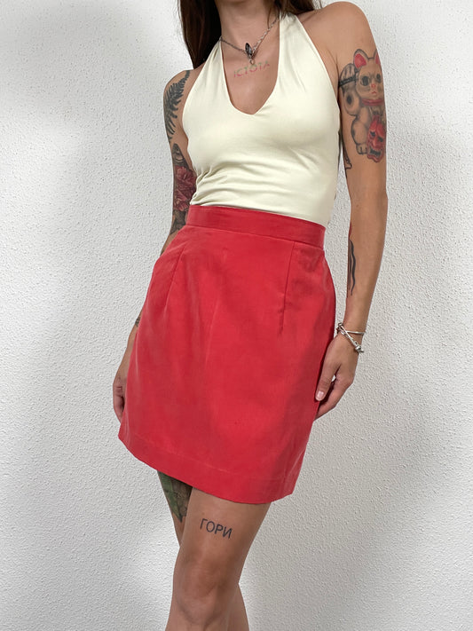 90s High-Waisted Red Mini Skirt
