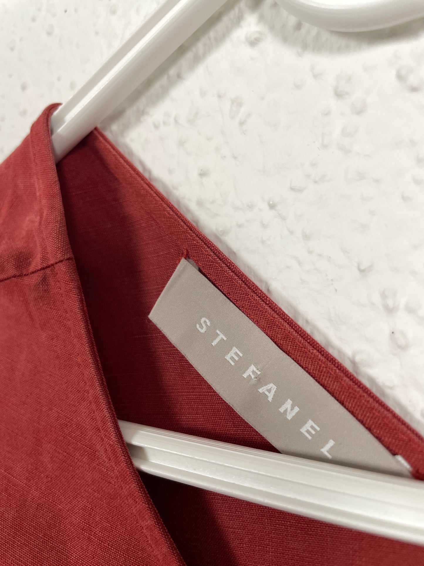 Stefanel Oversized Brick Red Linen-Blend Dress