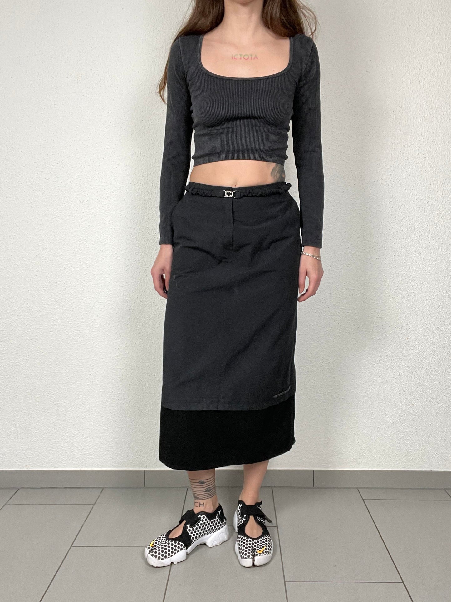 Trussardi Sport Black Midi Skirt