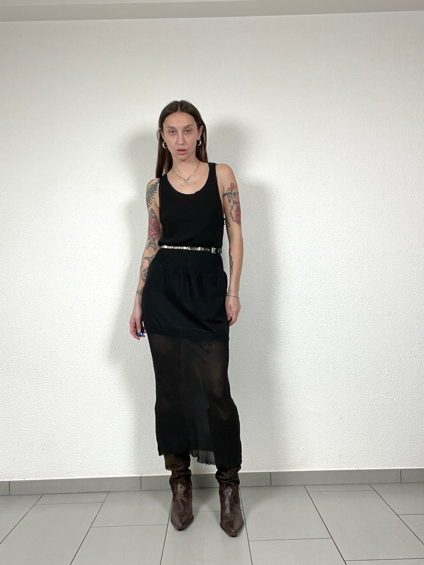 Vintage 90s Italian Sheer Panel Dress