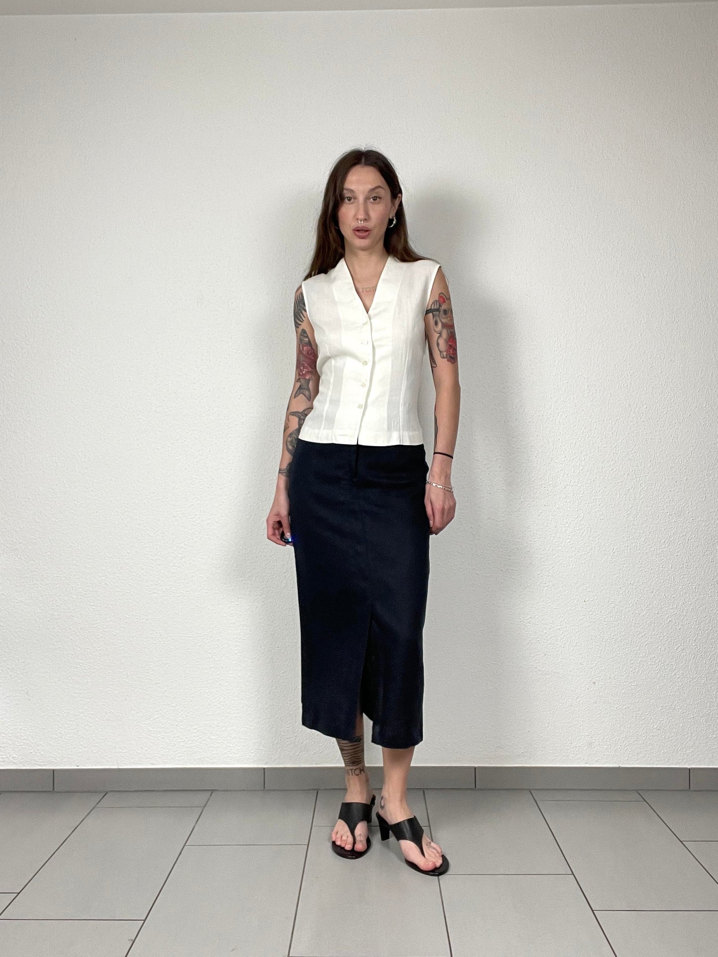 Vintage TAIFUN Black Linen Skirt