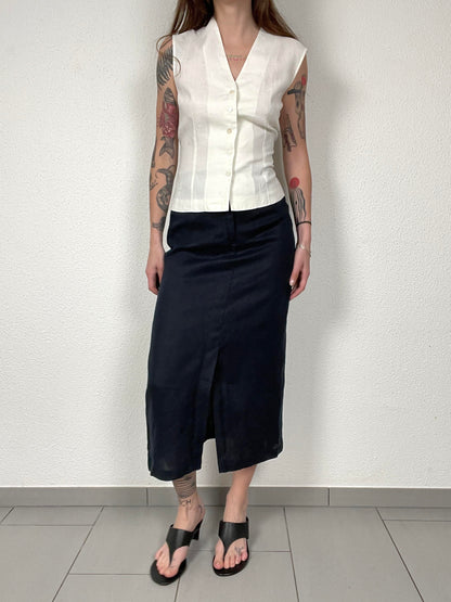 Vintage TAIFUN Black Linen Skirt