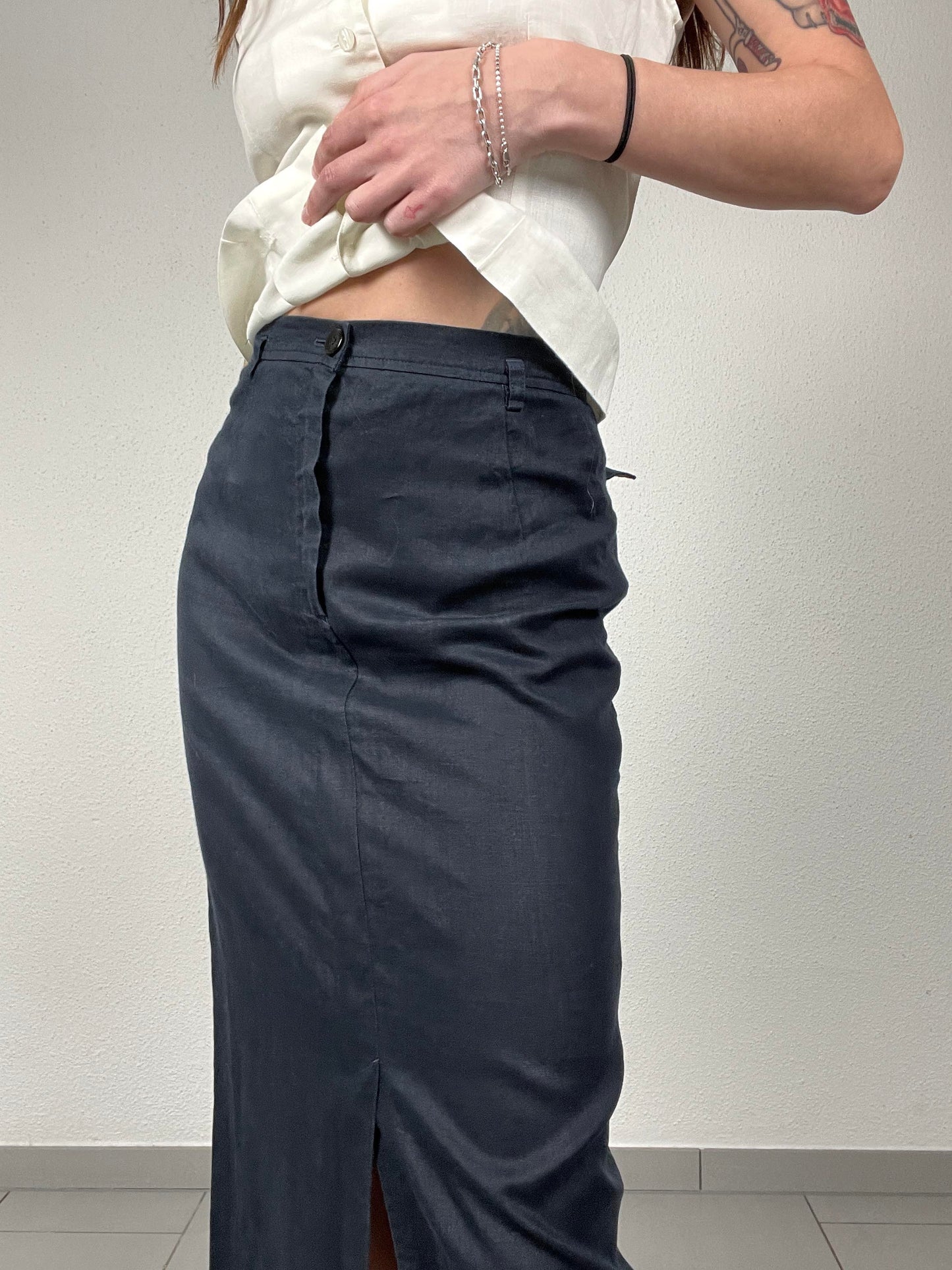 Vintage TAIFUN Black Linen Skirt