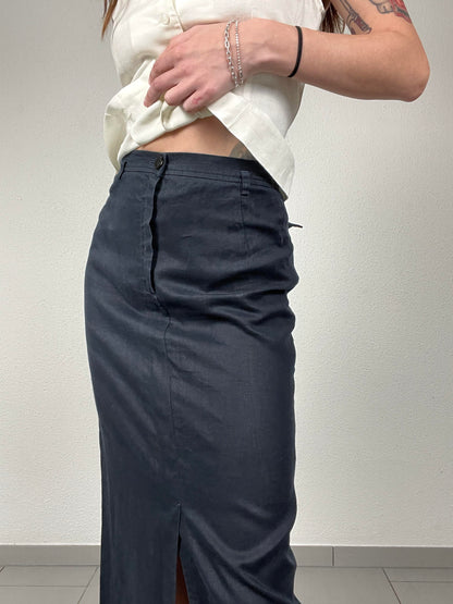 Vintage TAIFUN Black Linen Skirt