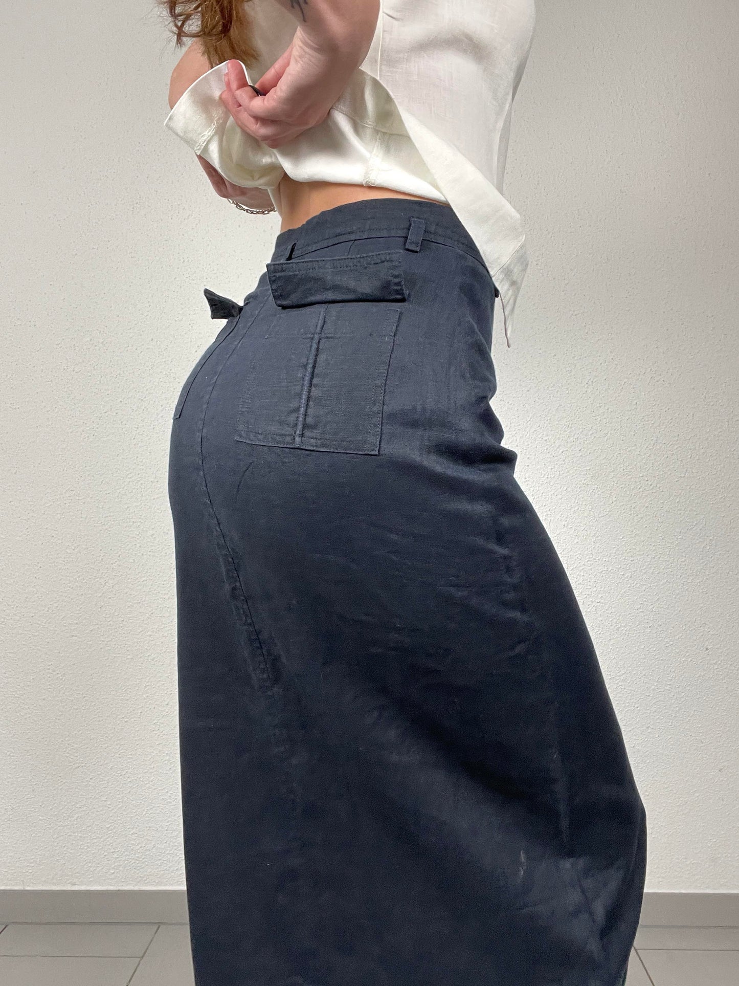 Vintage TAIFUN Black Linen Skirt