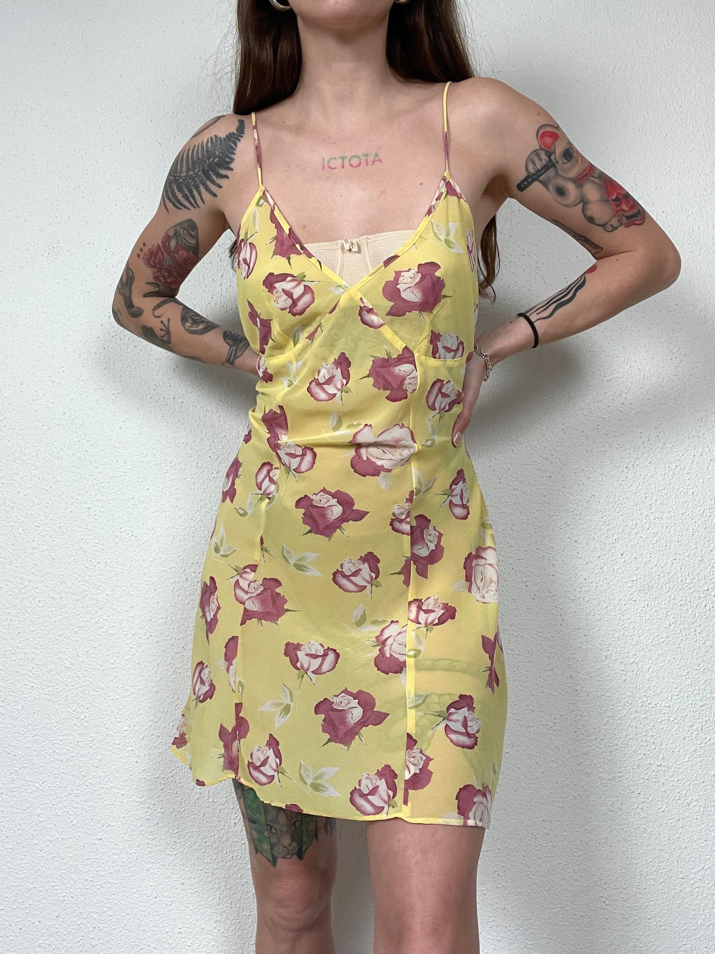 Yellow Rose Slip Dress