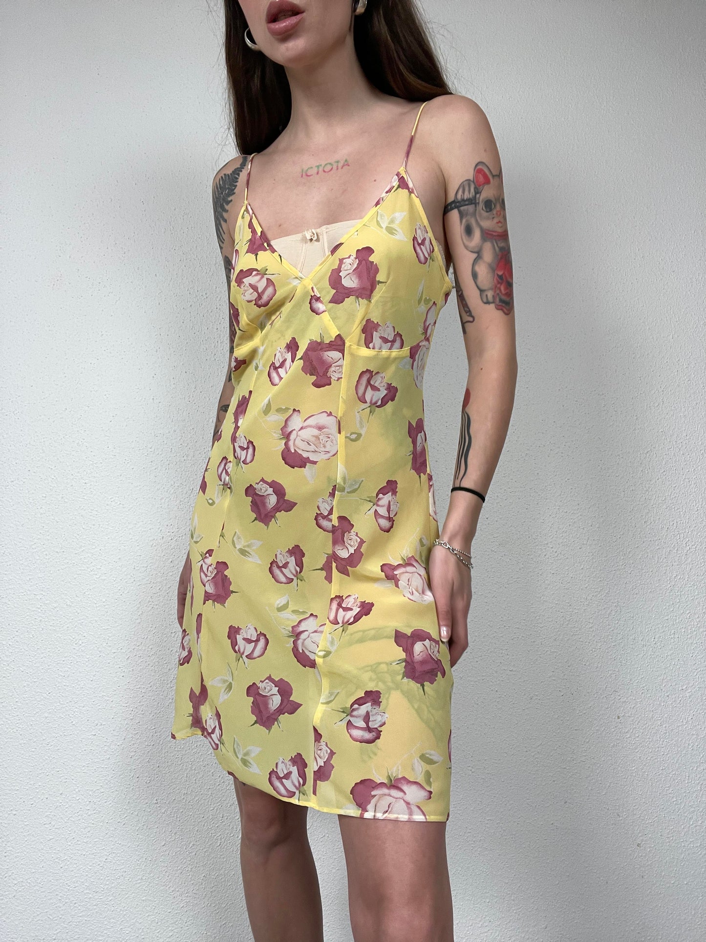 Yellow Rose Slip Dress