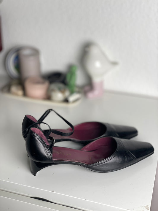 Vintage Black Ankle Strap Heels
