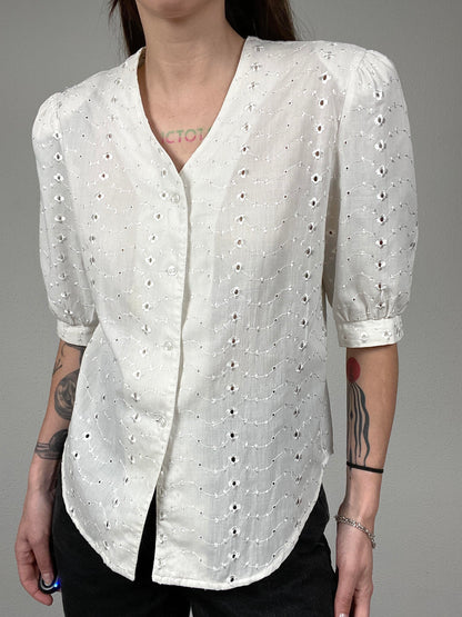 Vintage White Embroidered Blouse