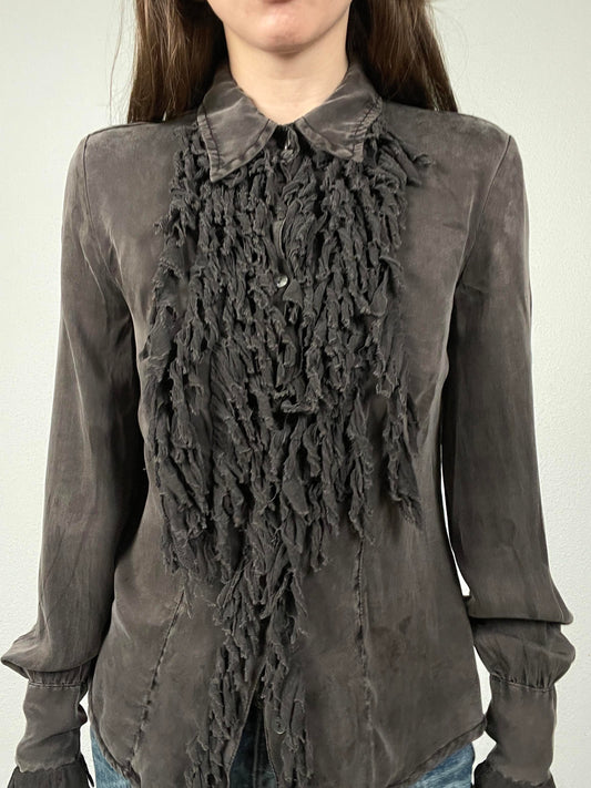 Dark Grey Zama Silk Shirt