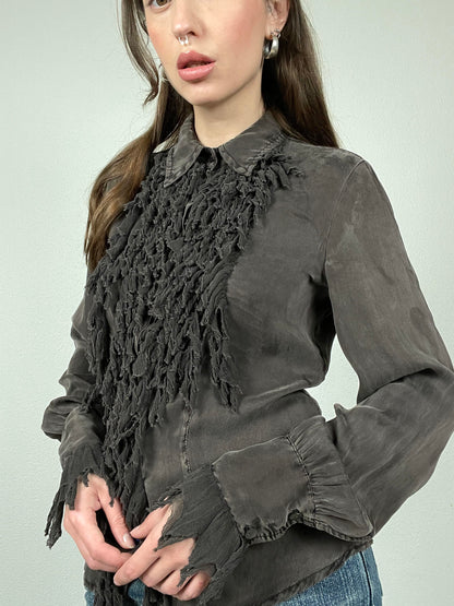 Dark Grey Zama Silk Shirt