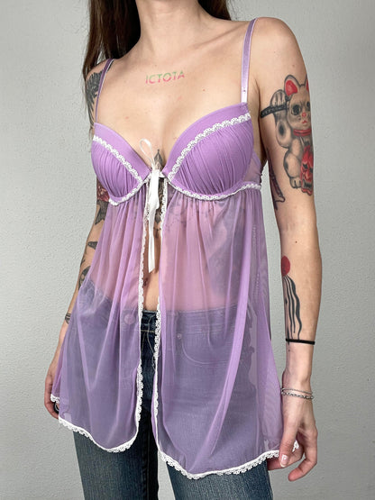 Sheer Lavender Babydoll Censored