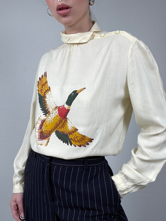 Vintage Duck Print Blouse