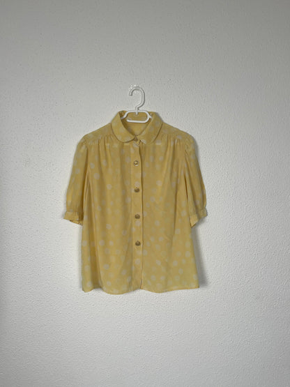 Vintage Yellow Polka Dot Silk Shirt