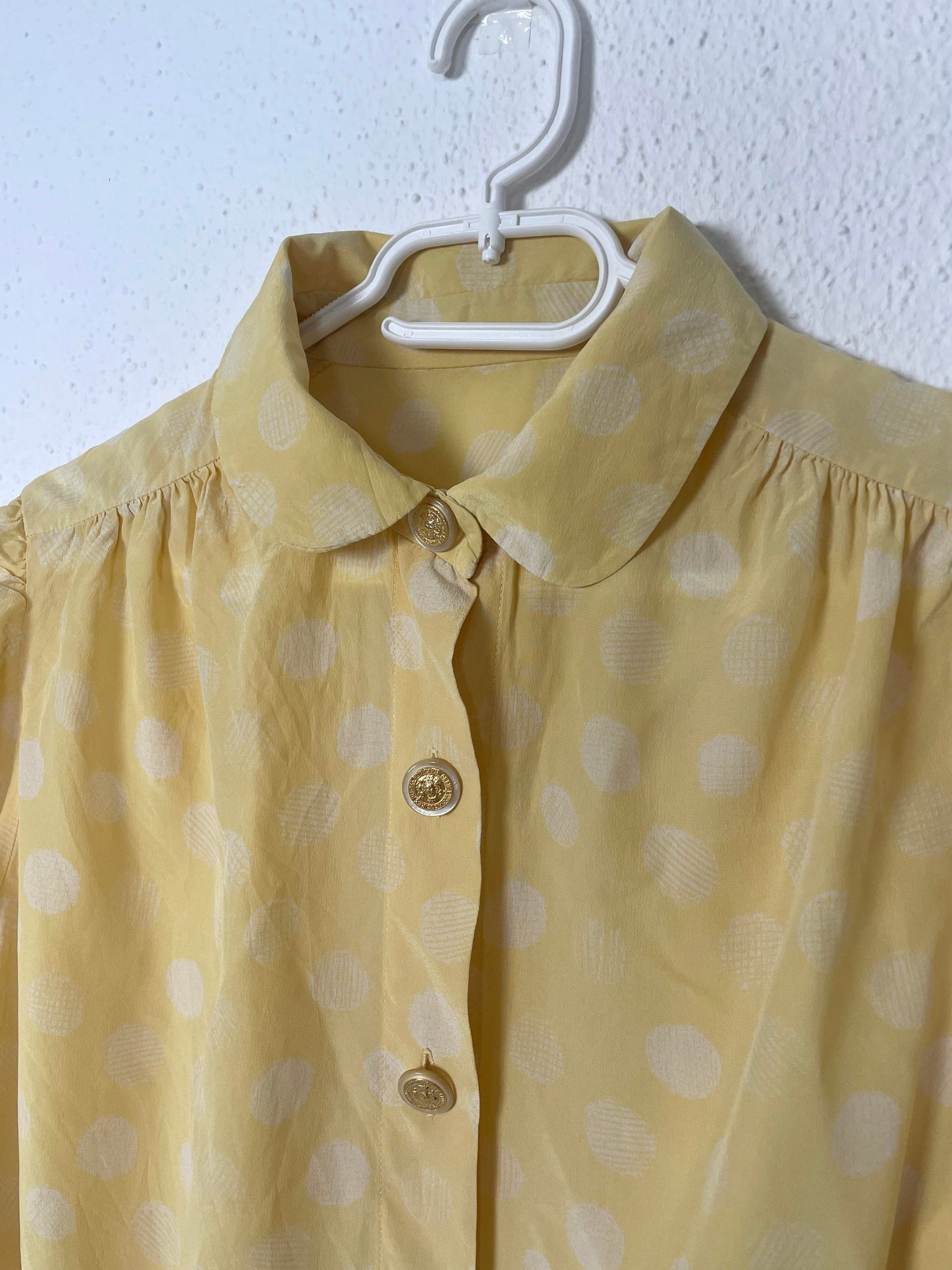 Vintage Yellow Polka Dot Silk Shirt