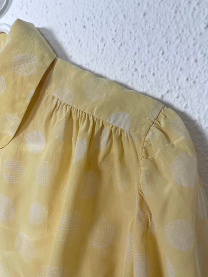 Vintage Yellow Polka Dot Silk Shirt